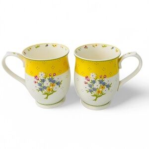 NWOT Hankook Fine Bone China Floral Mugs (set of 2)